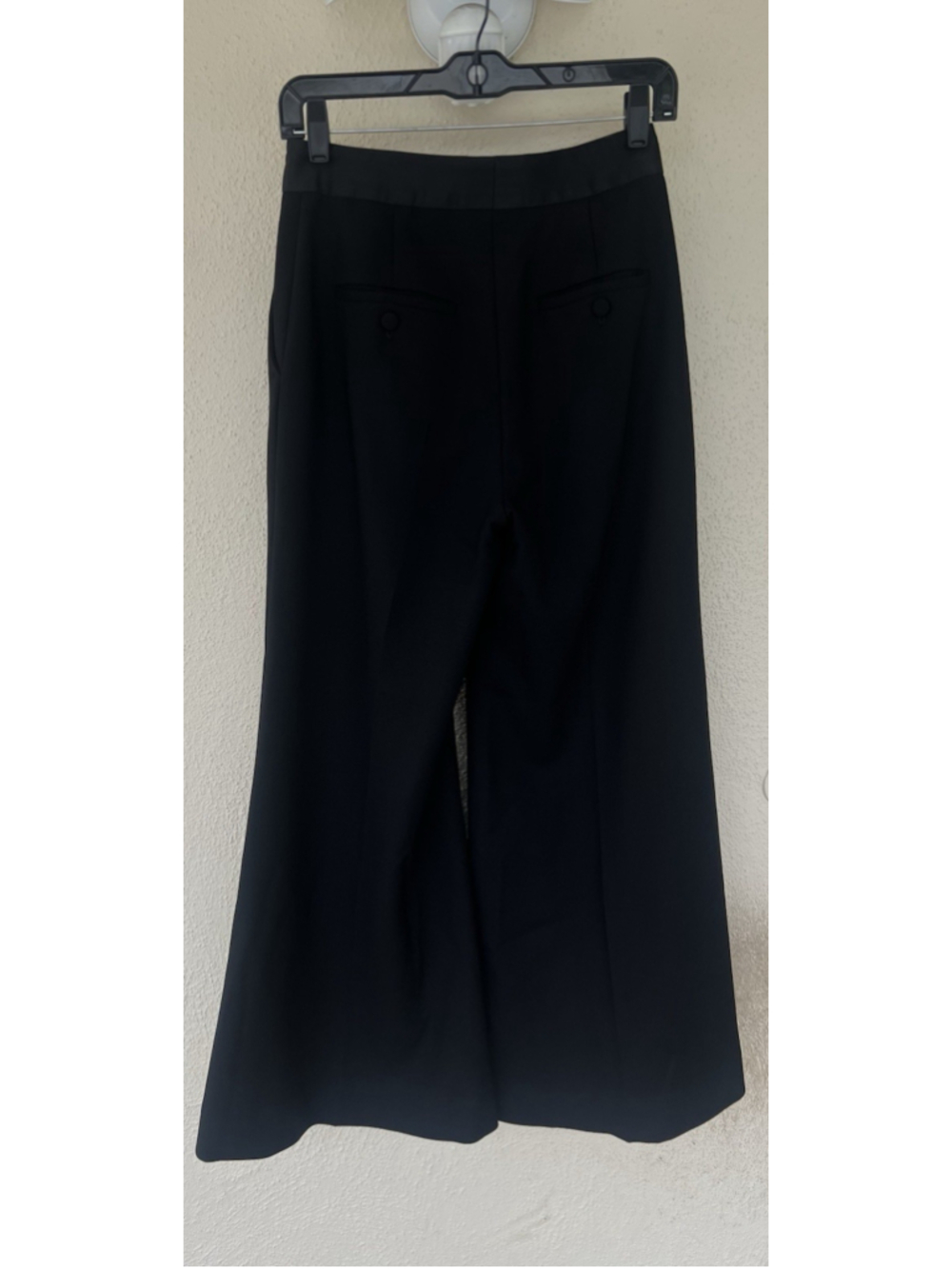 Heirlome Black Wool Wide Leg Cropped Pants Silk Women’s Size 0 Quiet Luxury